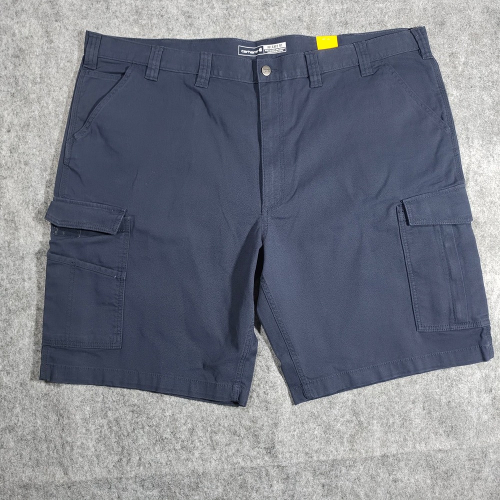 Carhartt Mens Rugged Flex Relaxed Fit Canvas Cargo Work Shorts Navy size 48